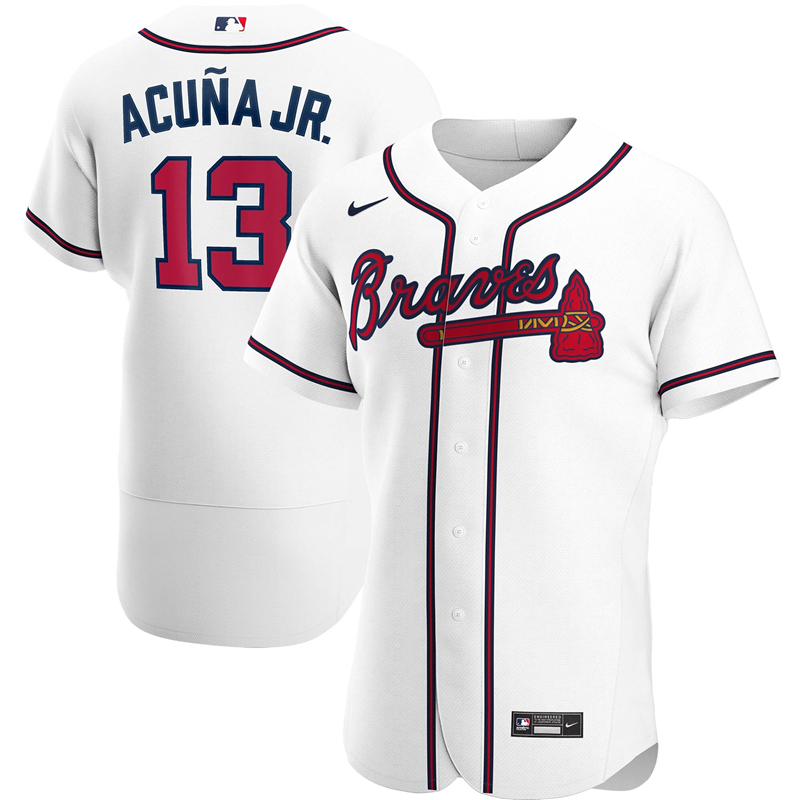 2020 MLB Men Atlanta Braves #13 Ronald Acuna Jr. Nike White Home 2020 Authentic Player Jersey 1->houston astros->MLB Jersey